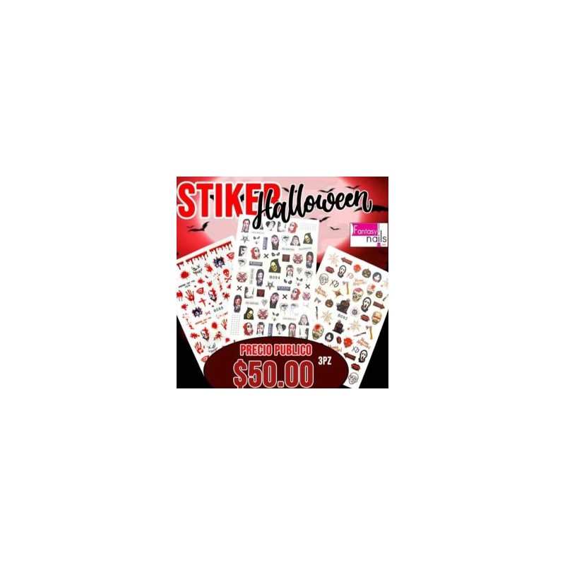 3 planillas Sticker halloween Fantasy nails