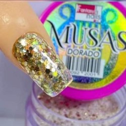 Acrilico Musas dorado Fantasy nails 1 oz