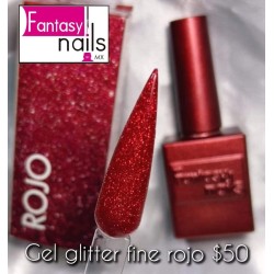 Gel glitter fine Rojo Fantasy nails