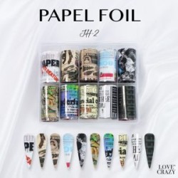 Papel foil, decoración variada Texto